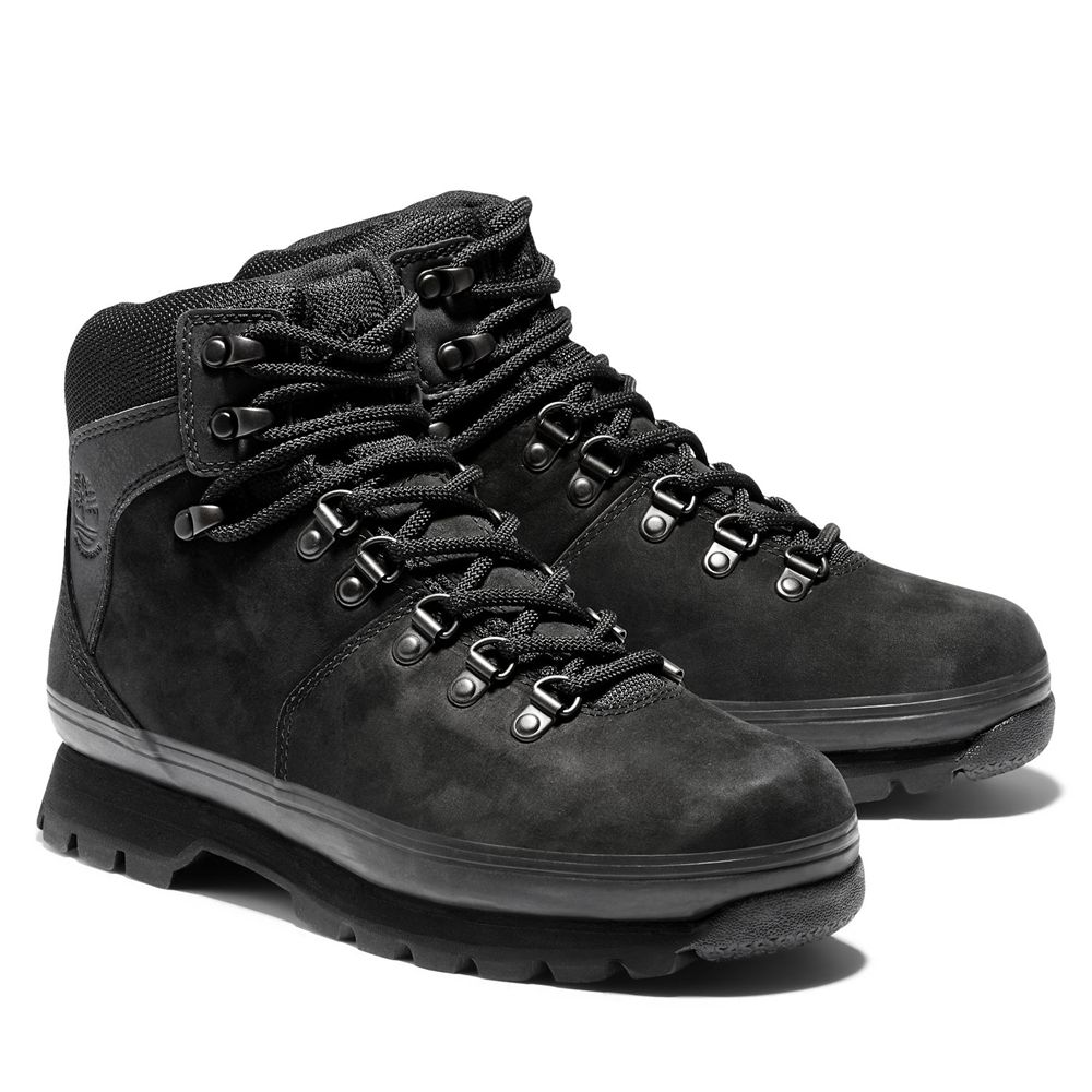 Timberland Womens Sneakers Euro Hiker Mixed-Media Waterproof Boots - Black - India VU4579132